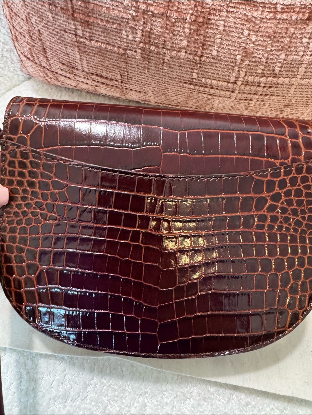 Sezane Claude Bag Chocolate Crocodile Print crossbody - Picture 6 of 8